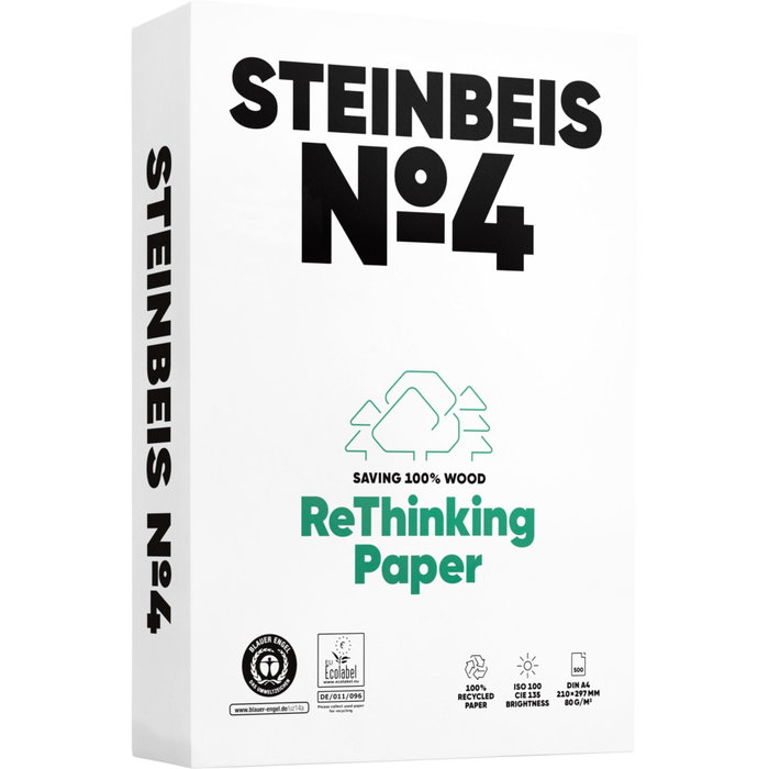 Steinbeis Papel de Fotocopiadora No.4 A4 80g 500 Hojas 100% Reciclado