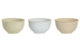 DKD Home Decor Set de 3 Cuencos de Gres Esmaltado JIAHUA 26, Surtido de Colores