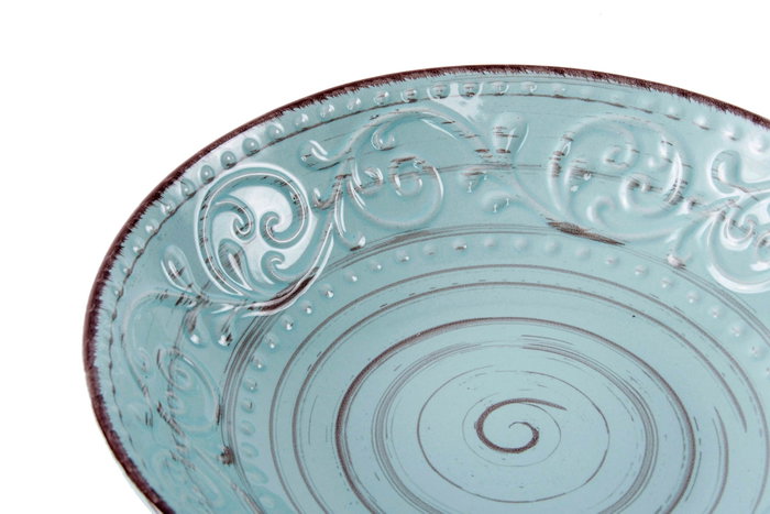 DKD Home Decor Plato Hondo de Gres Azul 20x20x5 cm