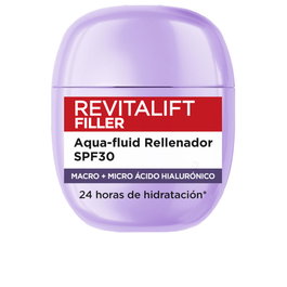 L'Oréal Paris Revitalift Filler Aqua-Fluid Crema Rellenadora Hidratante SPF 30 con Ácido Hialurónico, 40 ml, 24 Horas de Hidratación