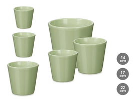 Ibergarden Set 3 Macetas Cónicas 14 cm, 17 cm, 22 cm Menta Mate Arcilla