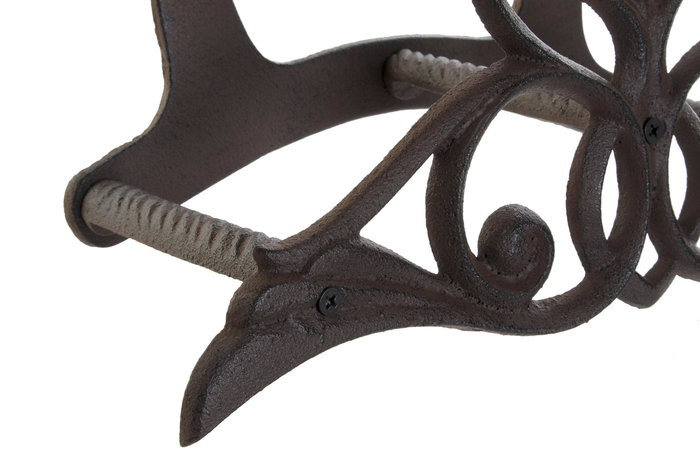 DKD Home Decor Sujetamangueras Hierro Colado para Terraza y Jardín Marrón Oscuro 35 x 14 x 18.5 cm