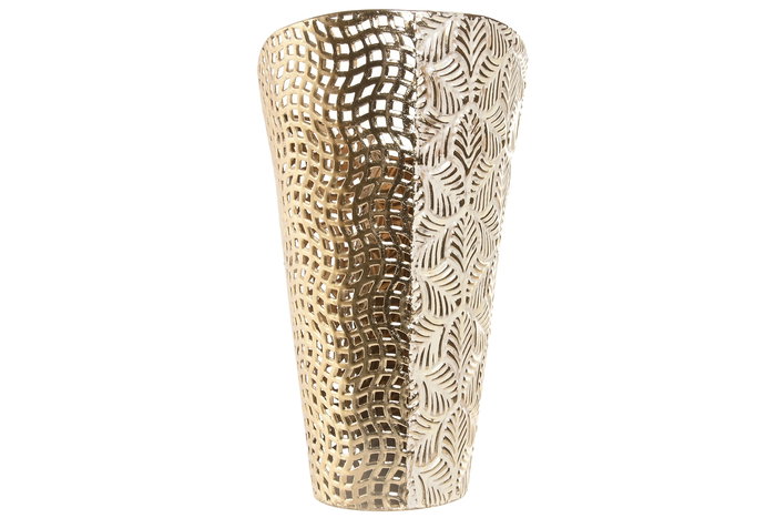 DKD Home Decor Jarron Set de 3 (2 Unidades) Dorado Beige Metal 27 x 57 x 27 cm