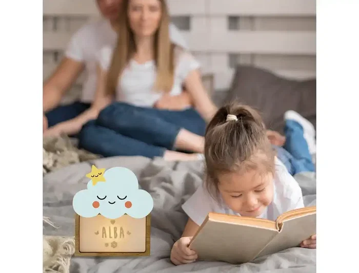 Wondee Lampara Personalizable Little Cloud para Bebé Luz Nocturna Infantil Quit Miedos Madera