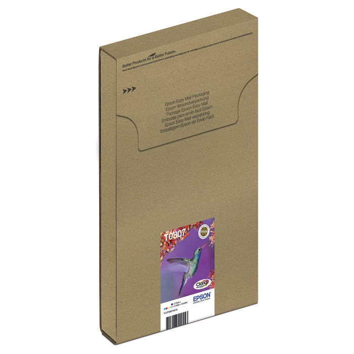 Epson C13T08074510 Pack de 6 Cartuchos de Tinta Originales Easy Mail T0807 Kolibri Claria Photo, Negro, Cian, Cian claro, Magenta, Magenta claro, Amarillo - Multipack