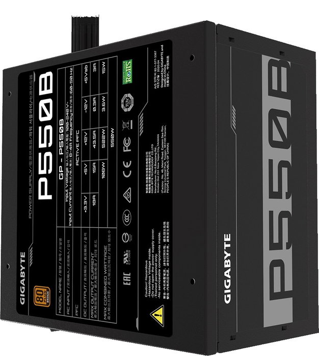 Gigabyte P550B Fuente de Alimentación 550 W ATX 80 PLUS Bronze Negro Gigabyte P550B Fuente de Alimentación 550 W ATX 80 PLUS Bronze Negro