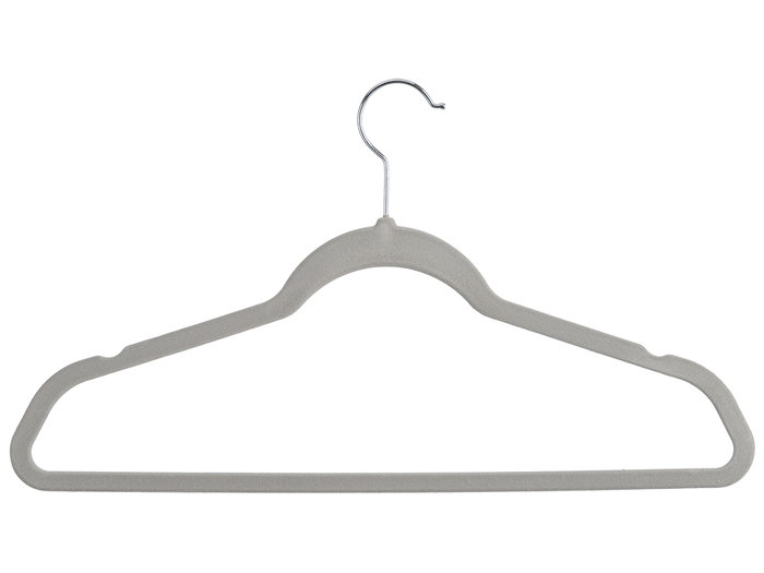 Kipit Set 6 Perchas Flocadas Gris 44x23x4 cm (Set de 24)