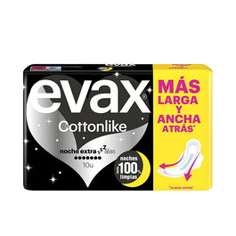 Evax Compresas Noche Extra Alas Cottonlike 10 u