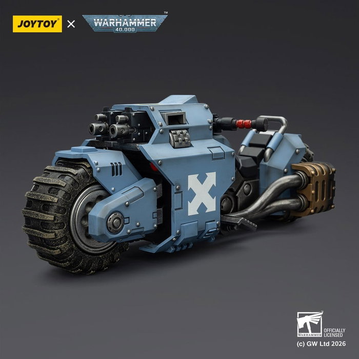 Joy Toy (CN) Warhammer 40,000 Raider-pattern Combat Bike Space Wolves con rifles bolt gemelos vinculados, 22 cm