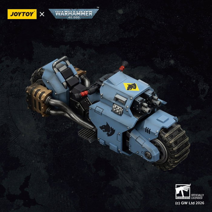 Joy Toy (CN) Warhammer 40,000 Raider-pattern Combat Bike Space Wolves con rifles bolt gemelos vinculados, 22 cm