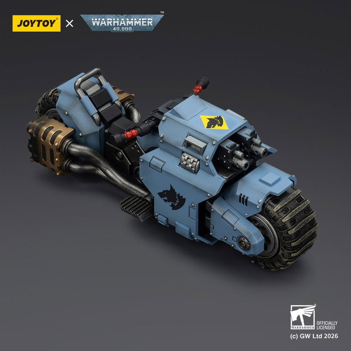 Joy Toy (CN) Warhammer 40,000 Raider-pattern Combat Bike Space Wolves con rifles bolt gemelos vinculados, 22 cm