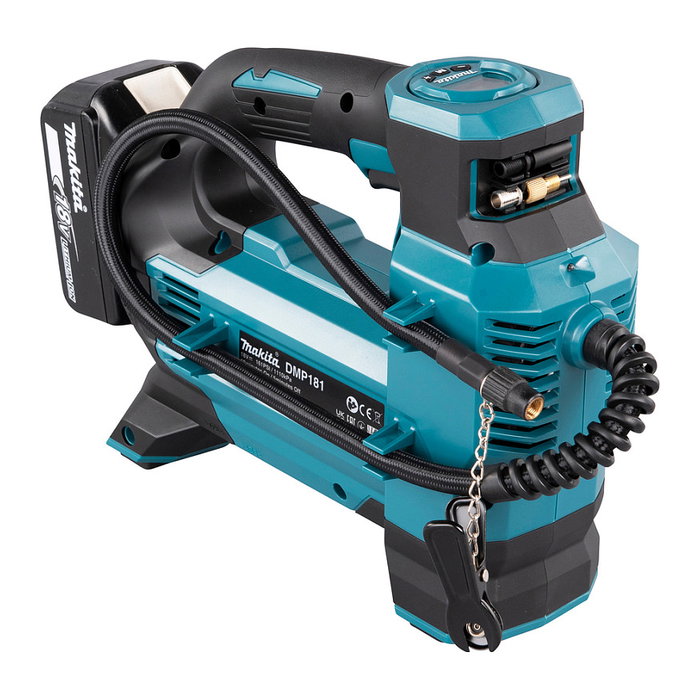 Makita DMP181Z Compresor de aire sin batería, 11,1 bar, 22 l/min, para Bicicleta, Negro, Azul