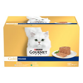 Purina Gourmet Gold Mousse 48x85gr Alimentación Completa para Gatos Adultos, Variedad de Sabores y Texturas