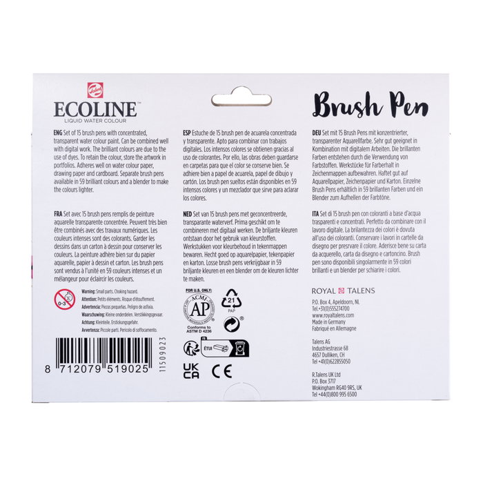 Ecoline Ecoline Brush Pen estuche con 15 colores Ecoline Ecoline Brush Pen estuche con 15 colores