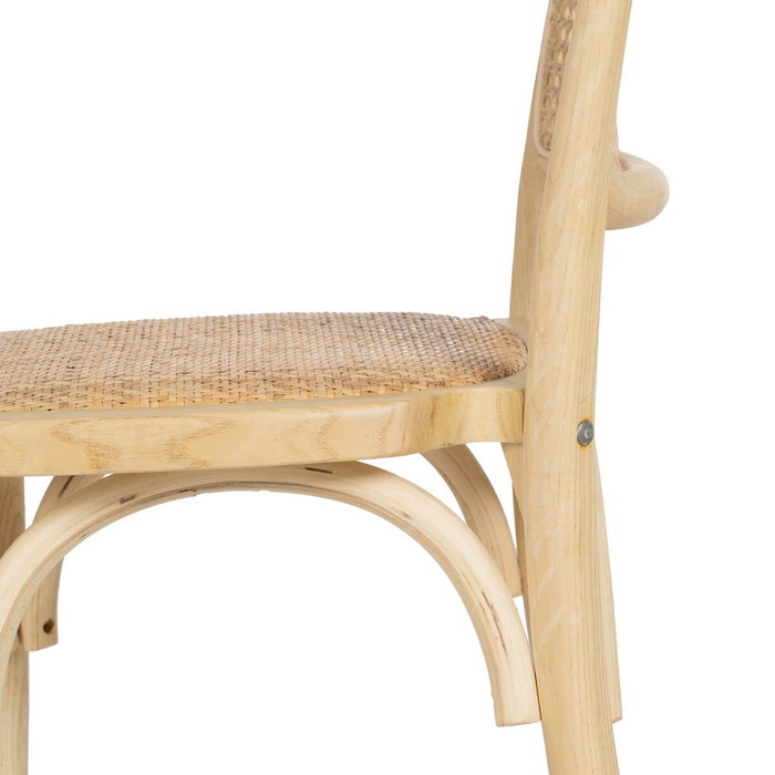 Ixia Silla de salón en madera de olmo y ratán natural