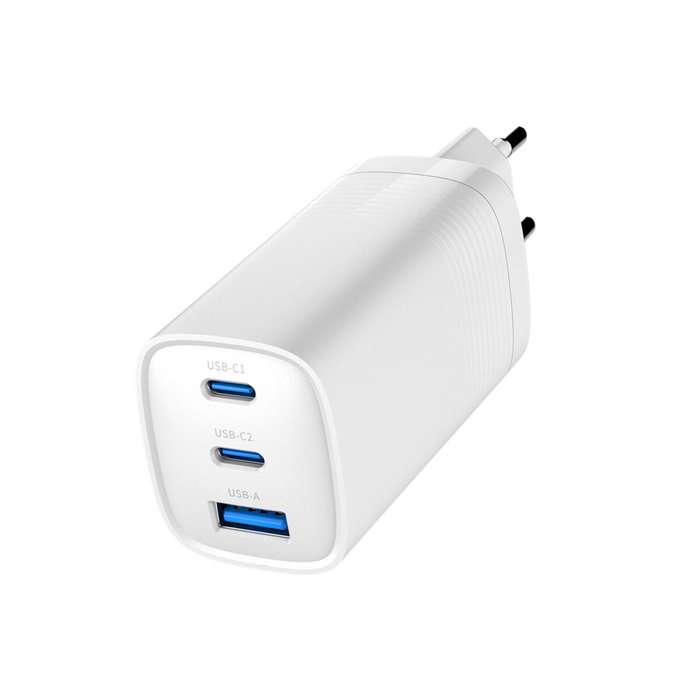 Gembird Cargador Rápido TA-UC-PDQC65-01-W con 2 puertos USB-C y 1 USB-A, Blanco Gembird Cargador Rápido TA-UC-PDQC65-01-W con 2 puertos USB-C y 1 USB-A, Blanco