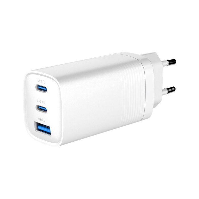 Gembird Cargador Rápido TA-UC-PDQC65-01-W con 2 puertos USB-C y 1 USB-A, Blanco Gembird Cargador Rápido TA-UC-PDQC65-01-W con 2 puertos USB-C y 1 USB-A, Blanco