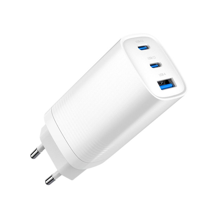 Gembird Cargador Rápido TA-UC-PDQC65-01-W con 2 puertos USB-C y 1 USB-A, Blanco Gembird Cargador Rápido TA-UC-PDQC65-01-W con 2 puertos USB-C y 1 USB-A, Blanco