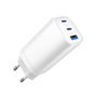Gembird Cargador Rápido TA-UC-PDQC65-01-W con 2 puertos USB-C y 1 USB-A, Blanco