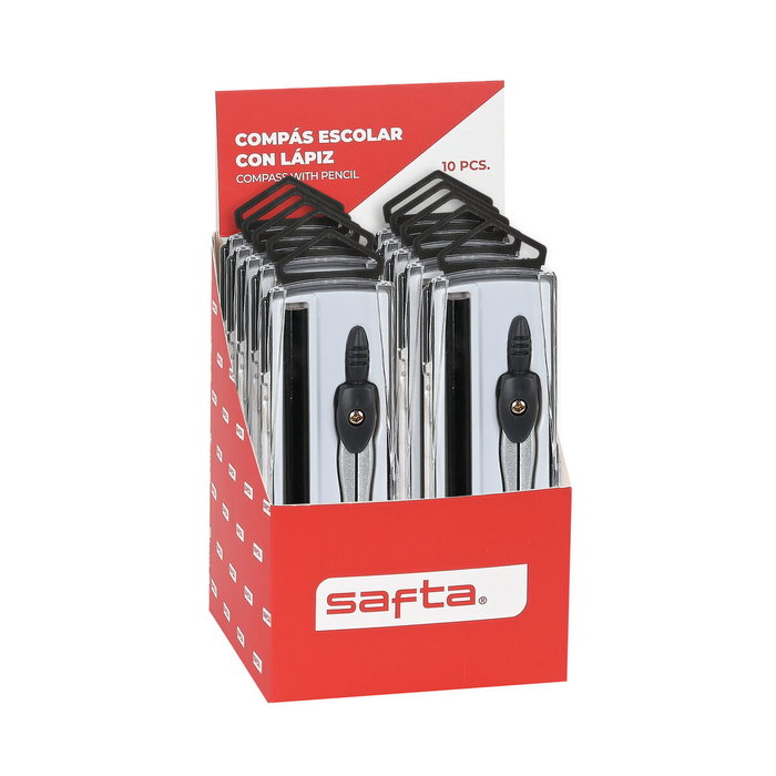 Safta Compás escolar con lápiz 105x100x140 mm Safta Compás escolar con lápiz 105x100x140 mm