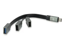 Conceptronic HUBBIES01G Hub USB-C con 3 puertos (1x USB 3.0 y 2x USB 2.0), Gris