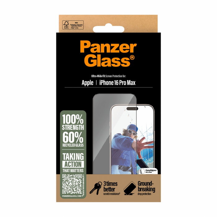 PanzerGlass Protector de pantalla iPhone 16 Pro Max Ultra-Wide Fit