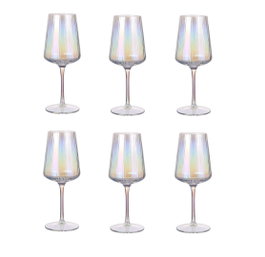DKD Home Decor Set de 6 Copas de Cristal Iridiscentes 400ml