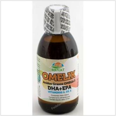 Bienat Omelik 150Ml Omega 3 DHA EPA Vitaminas A E D Sabor Limón Formato Líquido Lactancia Infantil
