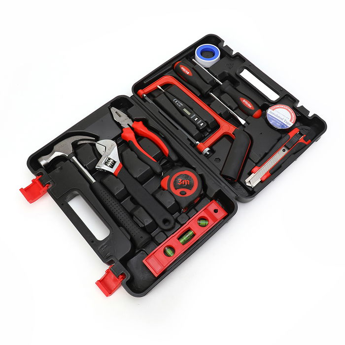 Fulmo Maletín herramientas de 13 piezas, incluye destornilladores, cúter, electrosonda y más