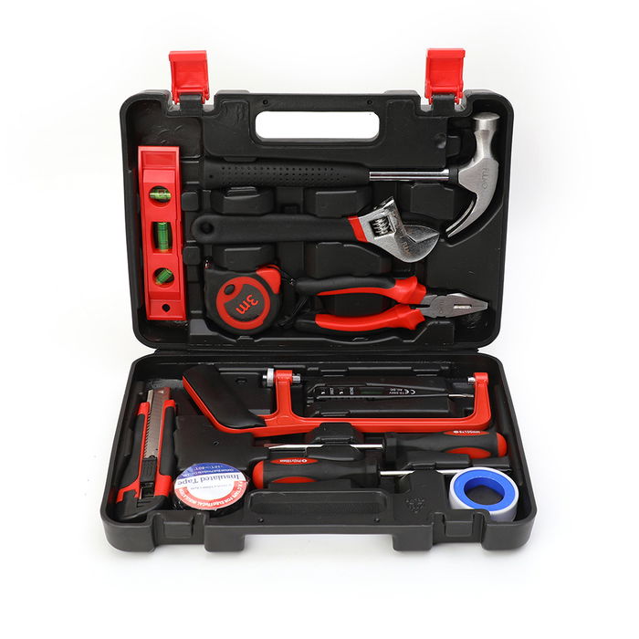 Fulmo Maletín herramientas de 13 piezas, incluye destornilladores, cúter, electrosonda y más