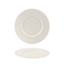 SUMMA VALET GOURMET Plato Llano 23 cm - Vajilla de Vitro Porcelana Blanco Marfil, Apto Lavavajillas y Microondas (Set de 6)