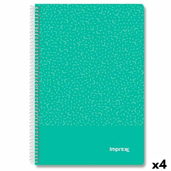 IMPREX Set de 4 Cuadernos de Espiral Tapa PP Folio Verde
