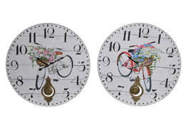 DKD Home Decor Surtido de 2 Relojes de Pared Bicicleta Multicolor