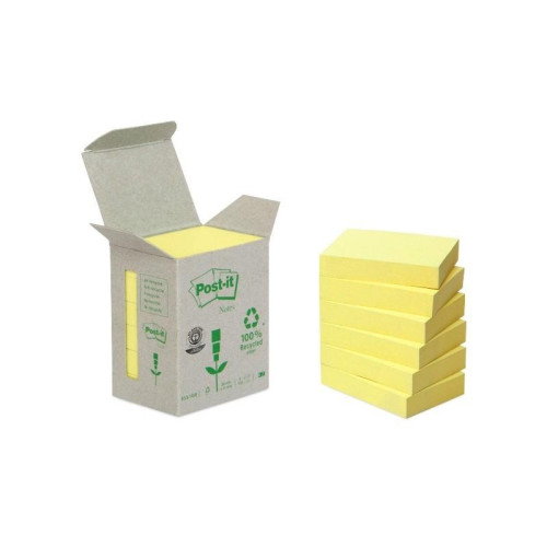 Post-It Bloc de Notas Autoadhesivas Recicladas 653 38x51 mm Canary Yellow, Pack de 6 Post-It Bloc de Notas Autoadhesivas Recicladas 653 38x51 mm Canary Yellow, Pack de 6