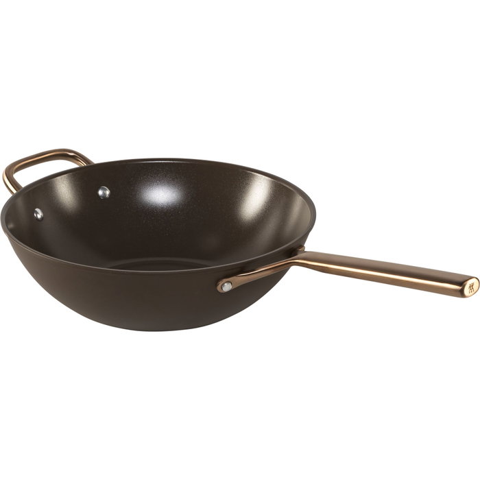 Zwilling Milano Wok con Tapa de Vidrio, 30 cm, Marrón