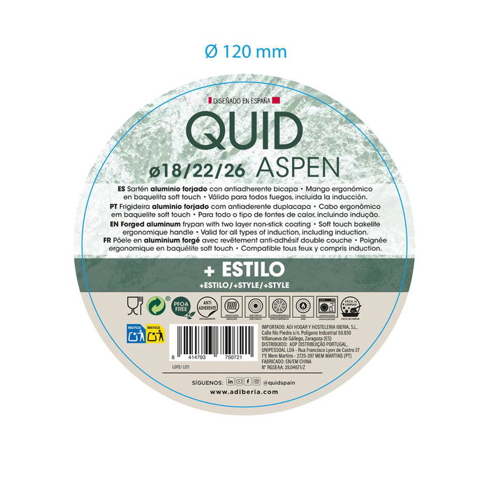 Quid Set de 3 Sartenes de Aluminio Forjado Aspen 18/22/26 cm Verde