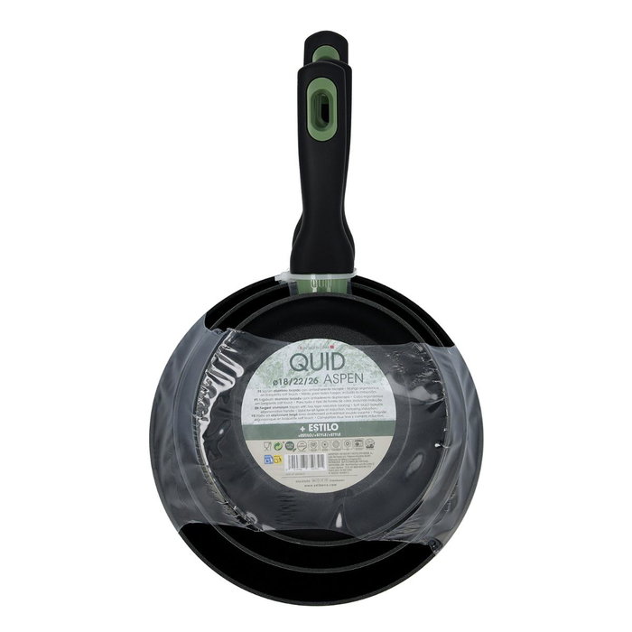 Quid Set de 3 Sartenes de Aluminio Forjado Aspen 18/22/26 cm Verde