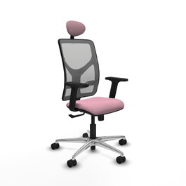 PIQUERAS Y CRESPO Silla de oficina Motilla Rosa y Gris con Mecanismo Sincro