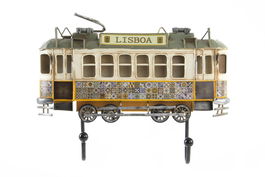 DKD Home Decor Perchero de Pared Vintage Tranvia Azulejos Metal Hecho a Mano Reciclable 23 x 5 x 31 cm (2 Unidades)