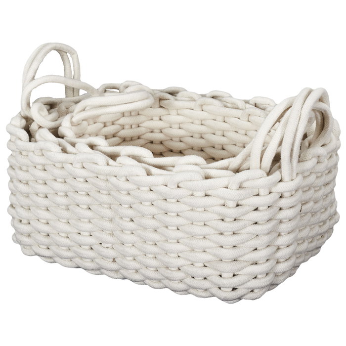 Home Deco Factory Juego de 3 Cestas Punto Grueso Organizadoras 27x18x17cm / 31x22x20cm / 35x26x22cm Home Deco Factory Juego de 3 Cestas Punto Grueso Organizadoras 27x18x17cm / 31x22x20cm / 35x26x22cm