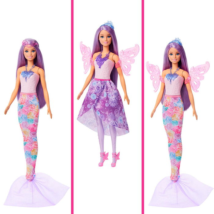 Barbie Muñeca Fantasía JCP74 con 10 Looks Diferentes y Accesorios para Infinitas Aventuras