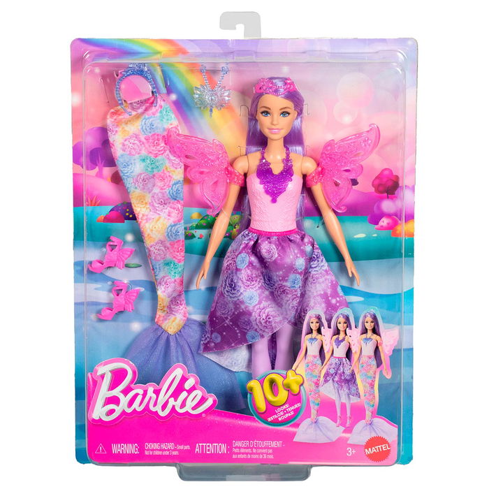 Barbie Muñeca Fantasía JCP74 con 10 Looks Diferentes y Accesorios para Infinitas Aventuras