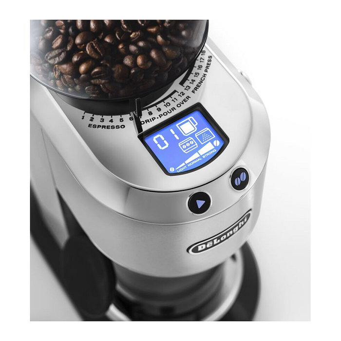 DeLonghi Dedica Molinillo con Fresa Cónica de Acero Inoxidable y Pantalla LCD