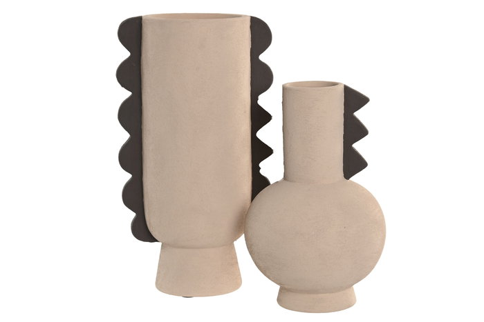 DKD Home Decor Jarrón de Gres Rugoso Marrón y Gris