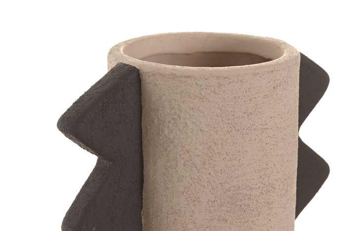DKD Home Decor Jarrón de Gres Rugoso Marrón y Gris