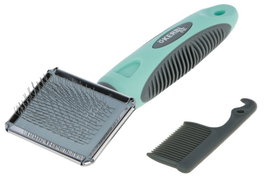 Kerbl Carda Suave Gris/Turquesa 16x9cm para Eliminar Pelo Suelto y Áreas Enmarañadas