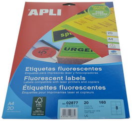 Etiquetas Adh.Impr.Apli A4 Fluor Verde Ls-Cp C.Romos Blister 20H 99,1X67,7 Mm 160 Uds.(02877)