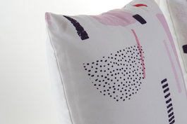 DKD Home Decor Cojín Memphis Blanco Rosa Poliester 45 x 10 x 45 cm (4 Unidades)