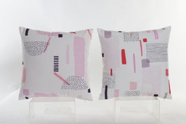DKD Home Decor Cojín Memphis Surtido de 2 Unidades Blanco y Rosa