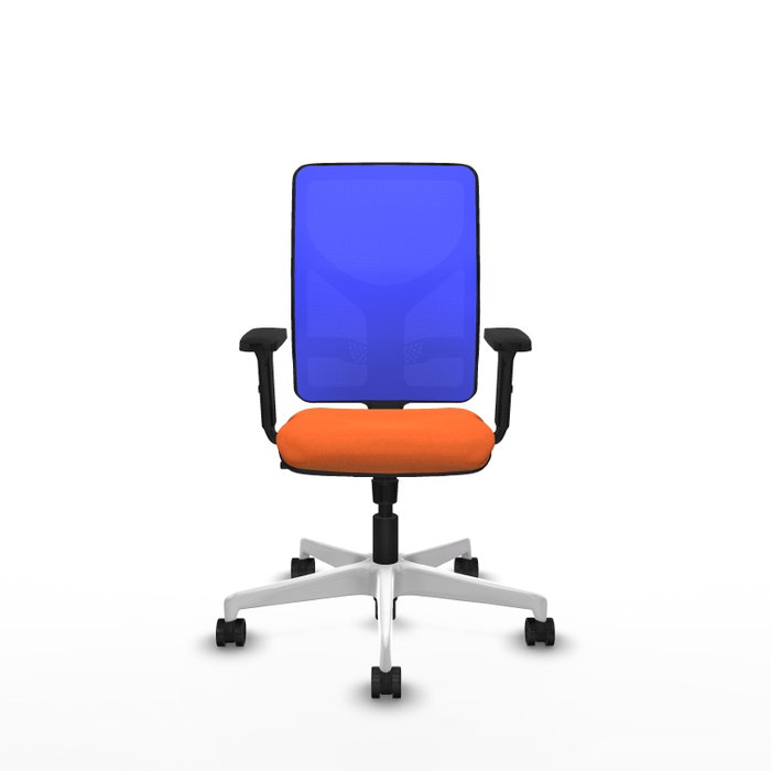 PIQUERAS Y CRESPO Silla de oficina Motilla con mecanismo Sincro, Tela Naranja y Malla Azul